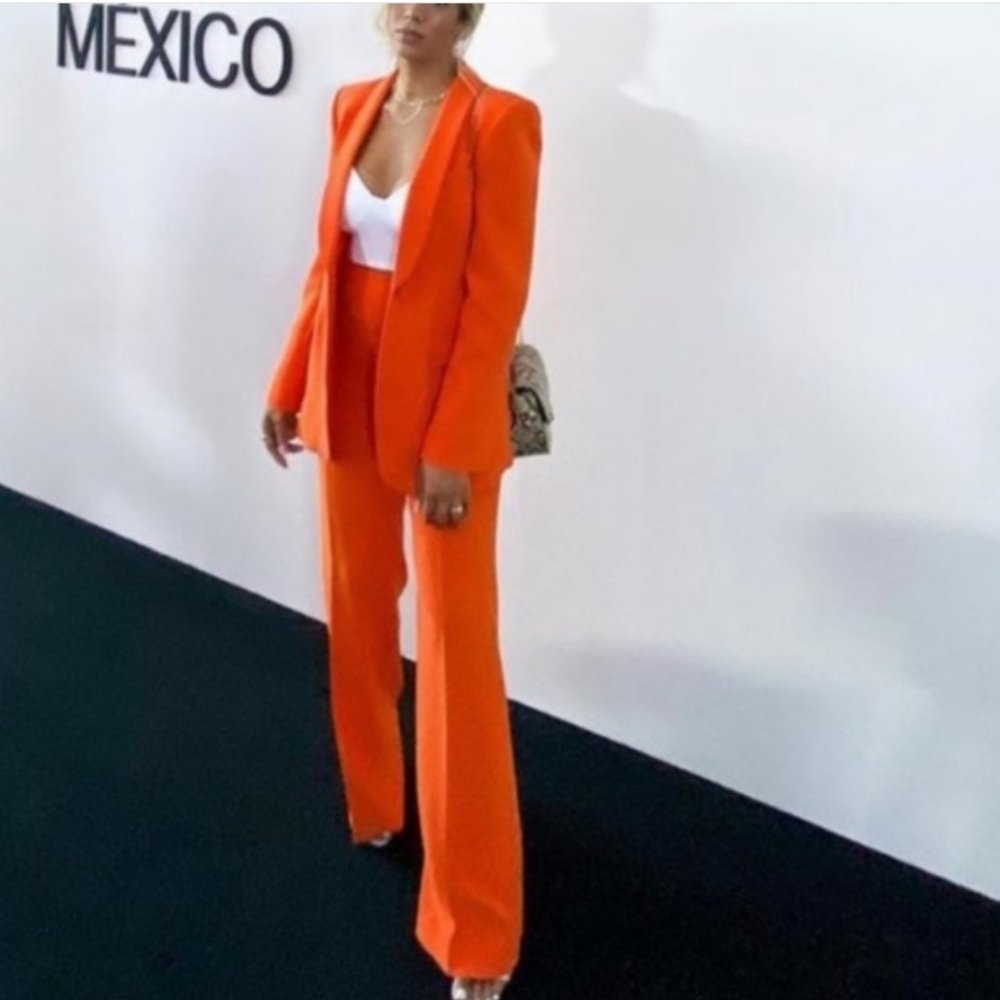 Zara Bold Orange Straight Leg Trousers